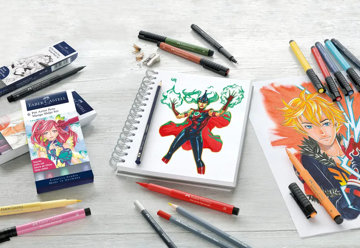 Faber-Castell Comic Illustration Set - The Famazings Superhero Comic Book Drawing Kit - Draw with Pitt Artist Pens & Goldfaber Coloring Pencils | Beginner Comic Art Kit - view 4