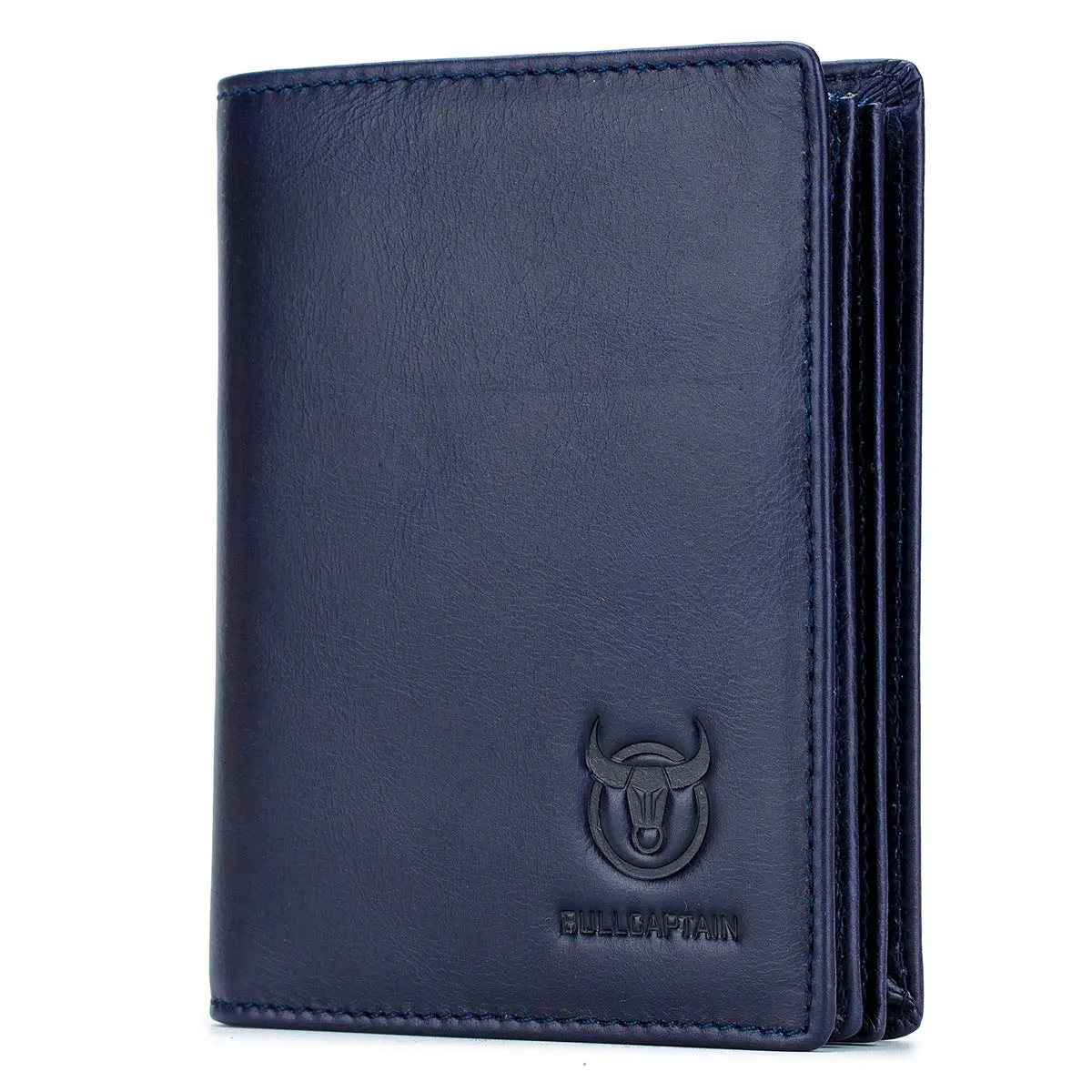 BULLCAPTAIN Large Capacity Genuine Leather Wallet for Men QB-027 | RFID Protected & Expandable (Blue) - main product image