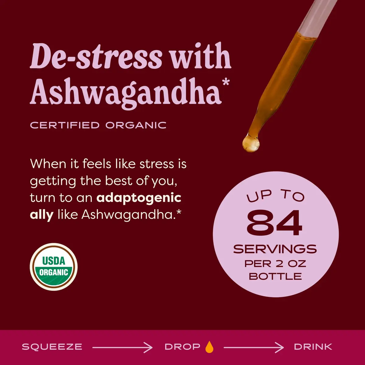 Herb Pharm Organic Ashwagandha Liquid Extract 60ml (2 Fl Oz) | USDA Organic Stress Support Glycerite - view 2