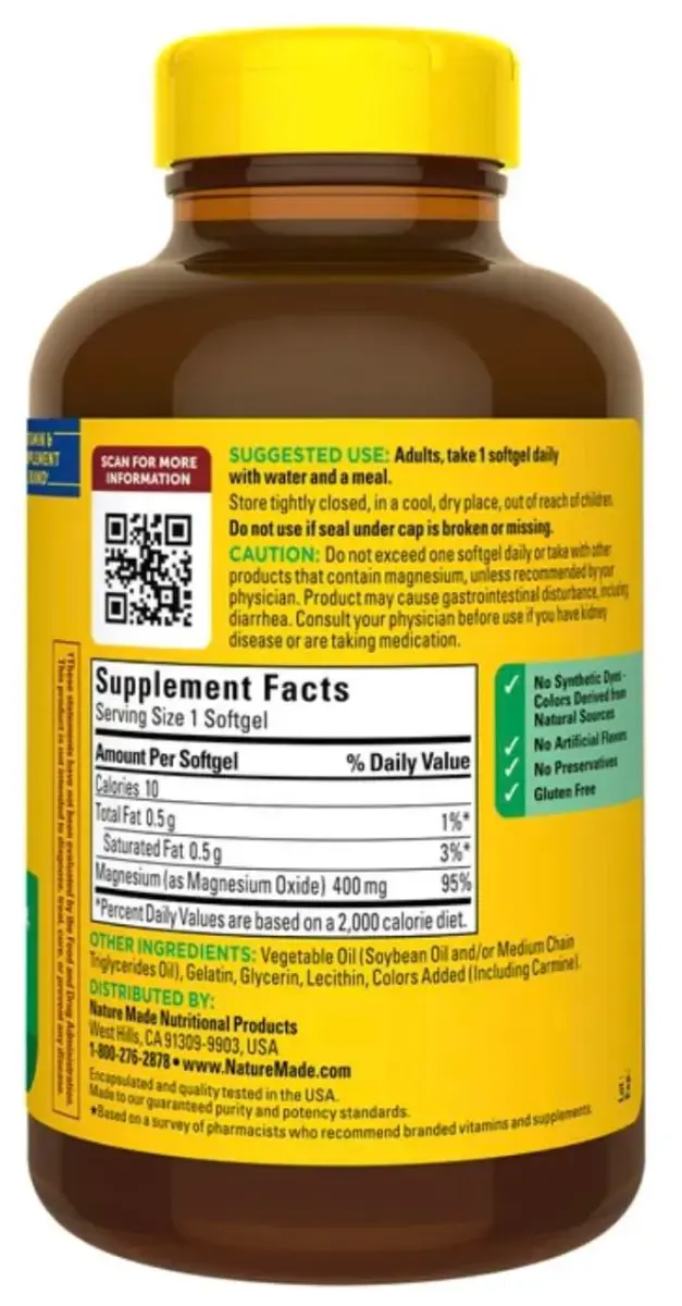 Nature Made Extra Strength Magnesium 400 mg 180 Count (Pack of 1) | Supports Nerve, Muscle, Heart and Bone Health - view 2