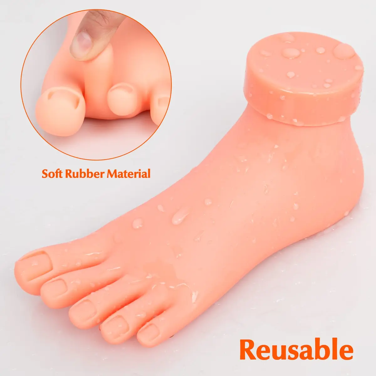 Krofaue Flexible Soft Silicone Fake Foot Model for Nail Practice | 1 Pair (280g) - view 5