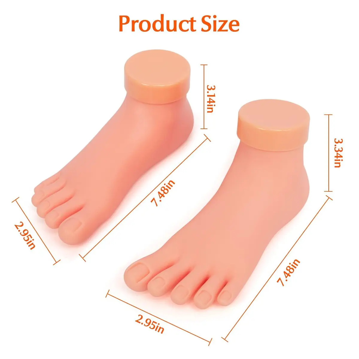 Krofaue Flexible Soft Silicone Fake Foot Model for Nail Practice | 1 Pair (280g) - view 2