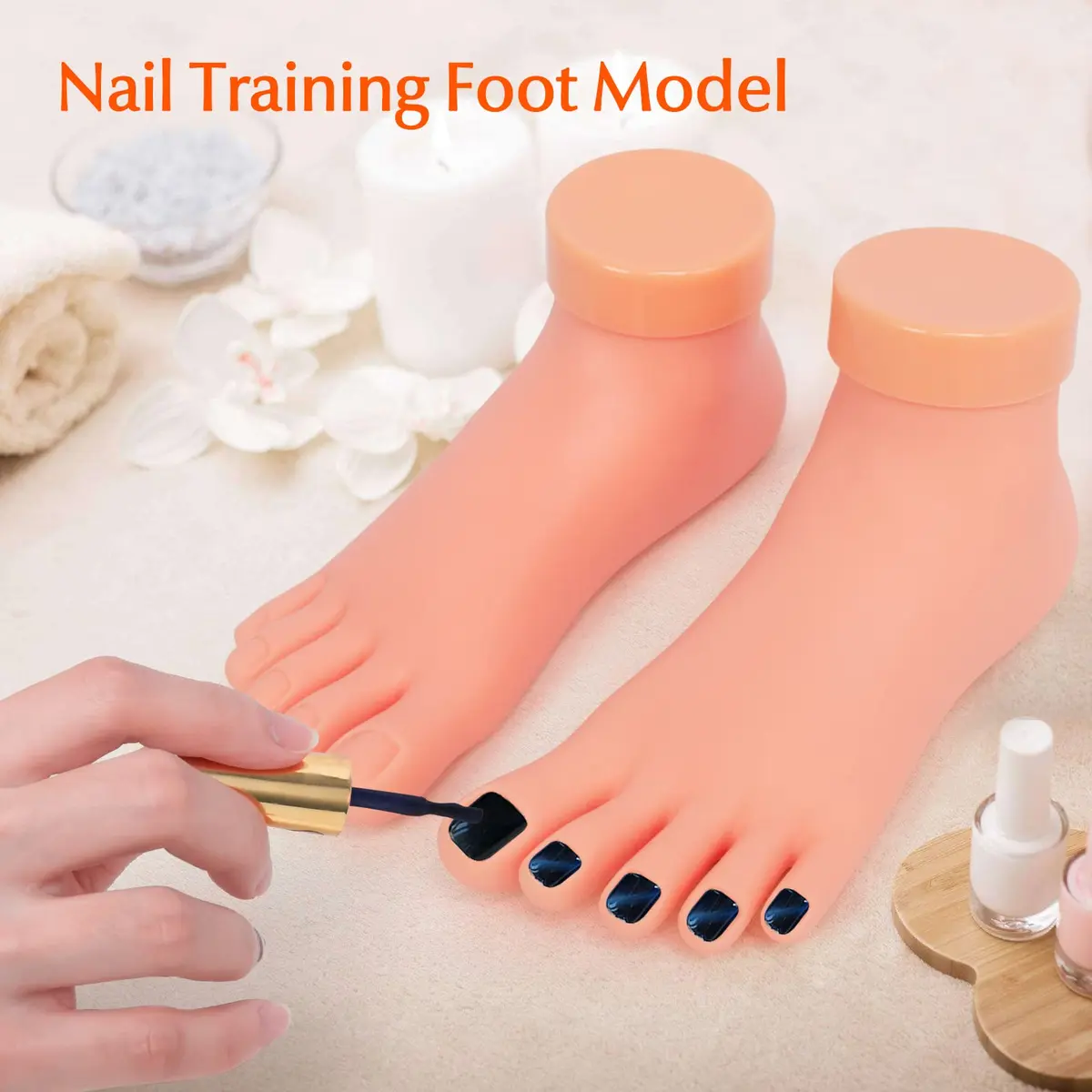 Krofaue Flexible Soft Silicone Fake Foot Model for Nail Practice | 1 Pair (280g) - view 3