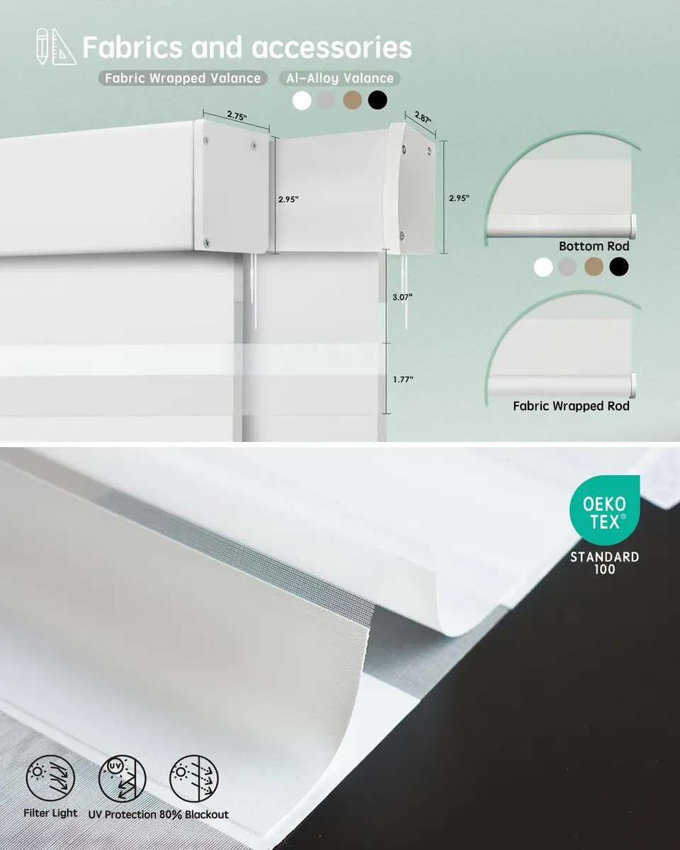 Yoolax Motorized Zebra Blinds with Remote | Room Darkening Smart Blinds for Home & Office - view 5