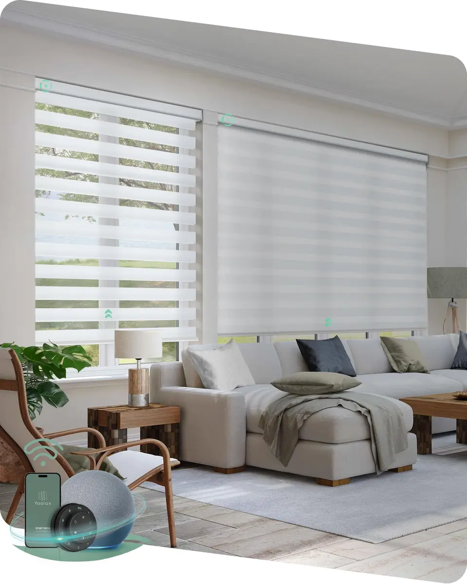 Yoolax Motorized Zebra Blinds with Remote | Room Darkening Smart Blinds for Home & Office - main product image