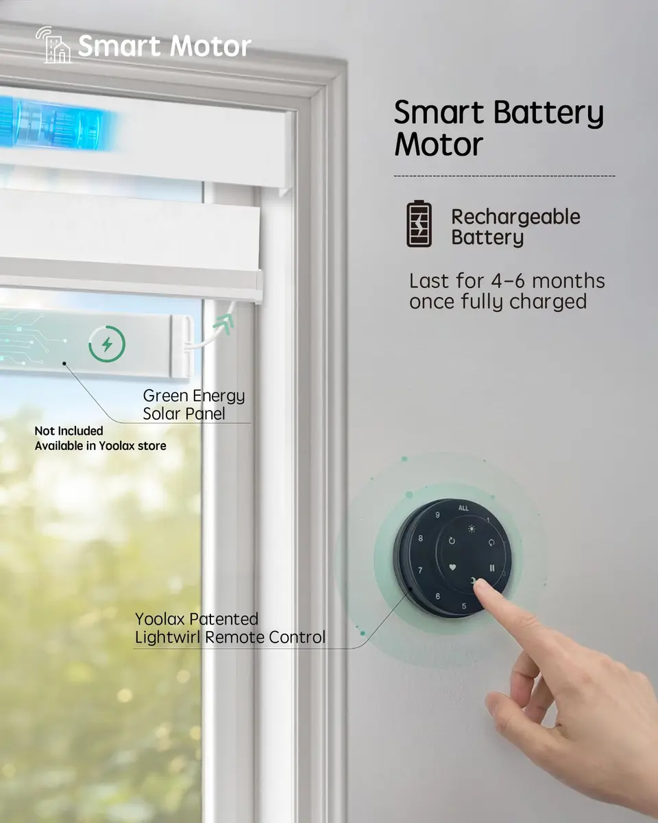 Yoolax Motorized Zebra Blinds with Remote | Room Darkening Smart Blinds for Home & Office - view 2