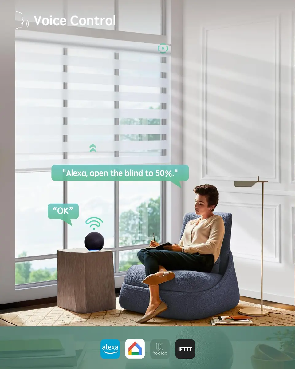 Yoolax Motorized Zebra Blinds with Remote | Room Darkening Smart Blinds for Home & Office - view 3