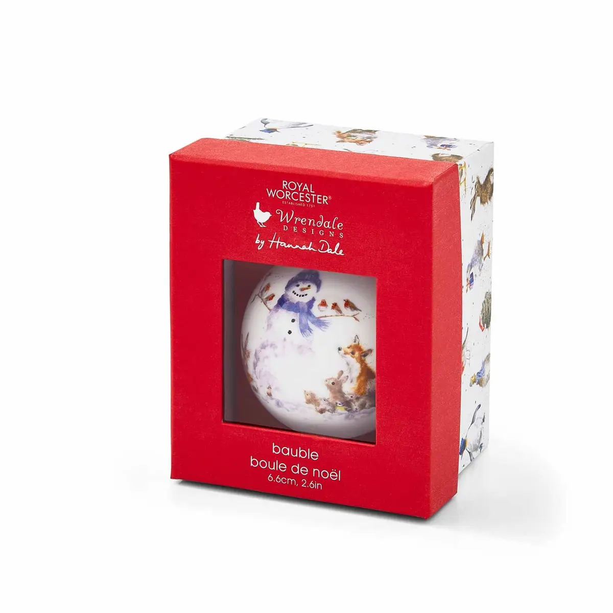 Portmeirion Christmas Bauble Gathered Around Snowman 2.6" Bone China Festive Decor - view 3