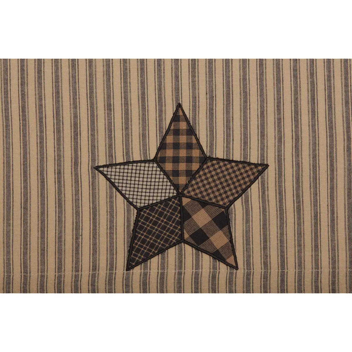 VHC Brands Farmhouse Star Appliqued Cotton Kitchen Curtains 16x60 | Rustic Colonial Americana Style - view 3