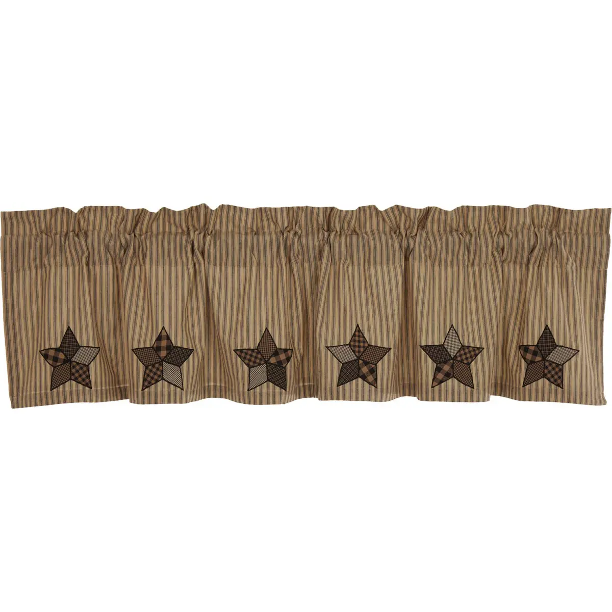VHC Brands Farmhouse Star Appliqued Cotton Kitchen Curtains 16x60 | Rustic Colonial Americana Style - view 4