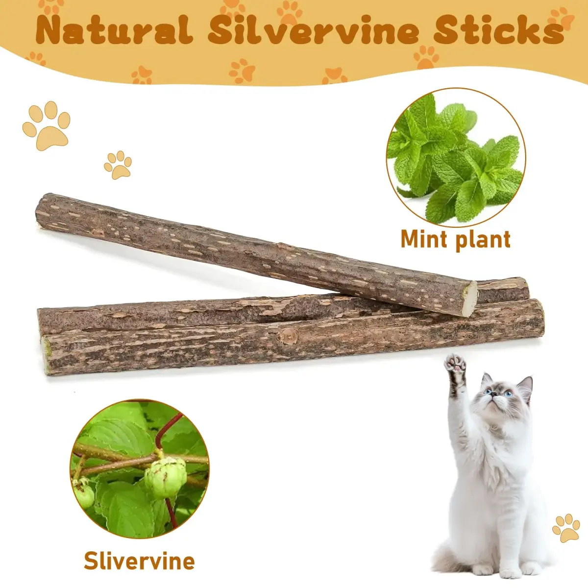 WoLover Silvervine Sticks for Cats, 25 Count | Natural Matatabi Chew Toys for Dental Care & Play - view 6