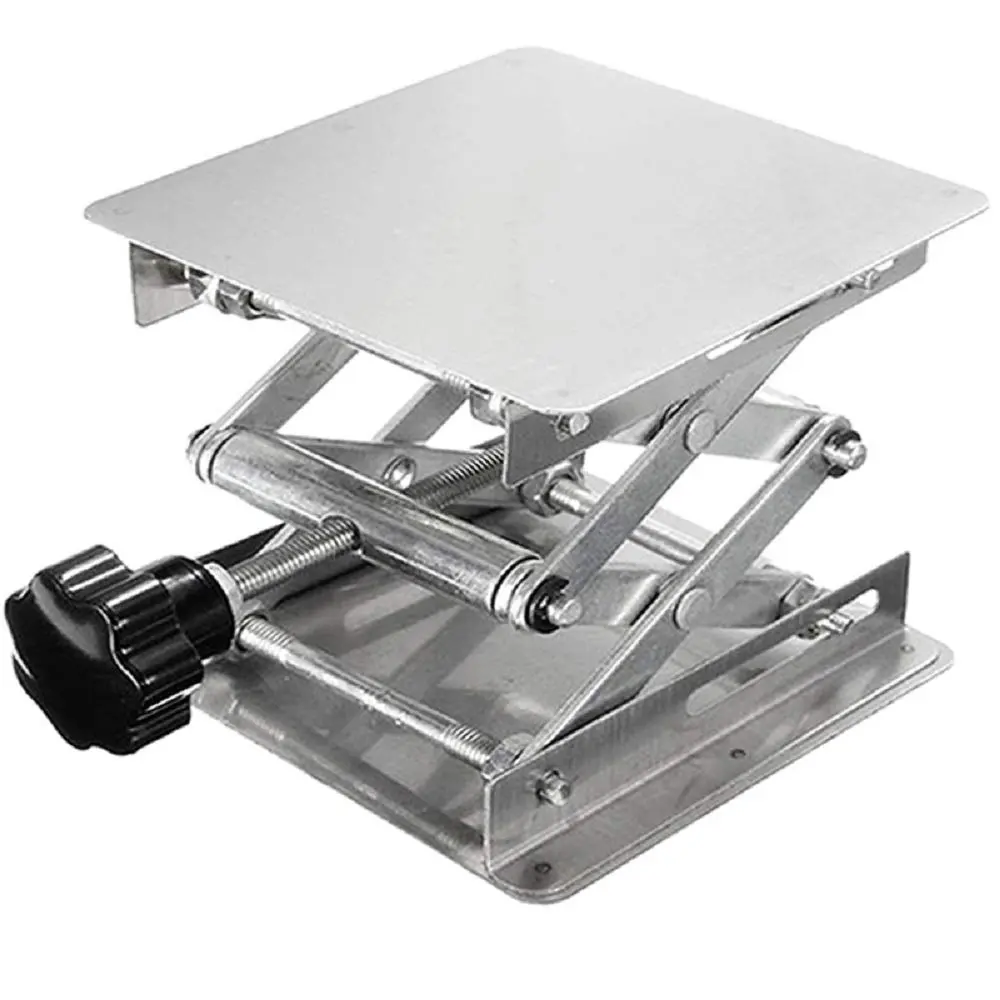 SUCOHANS 4" x 4" Stainless Steel Lab Jack Lift Stand Table Scissor Stand Platform 10cm (4") | Precision Height Adjustment for Labs - main product image
