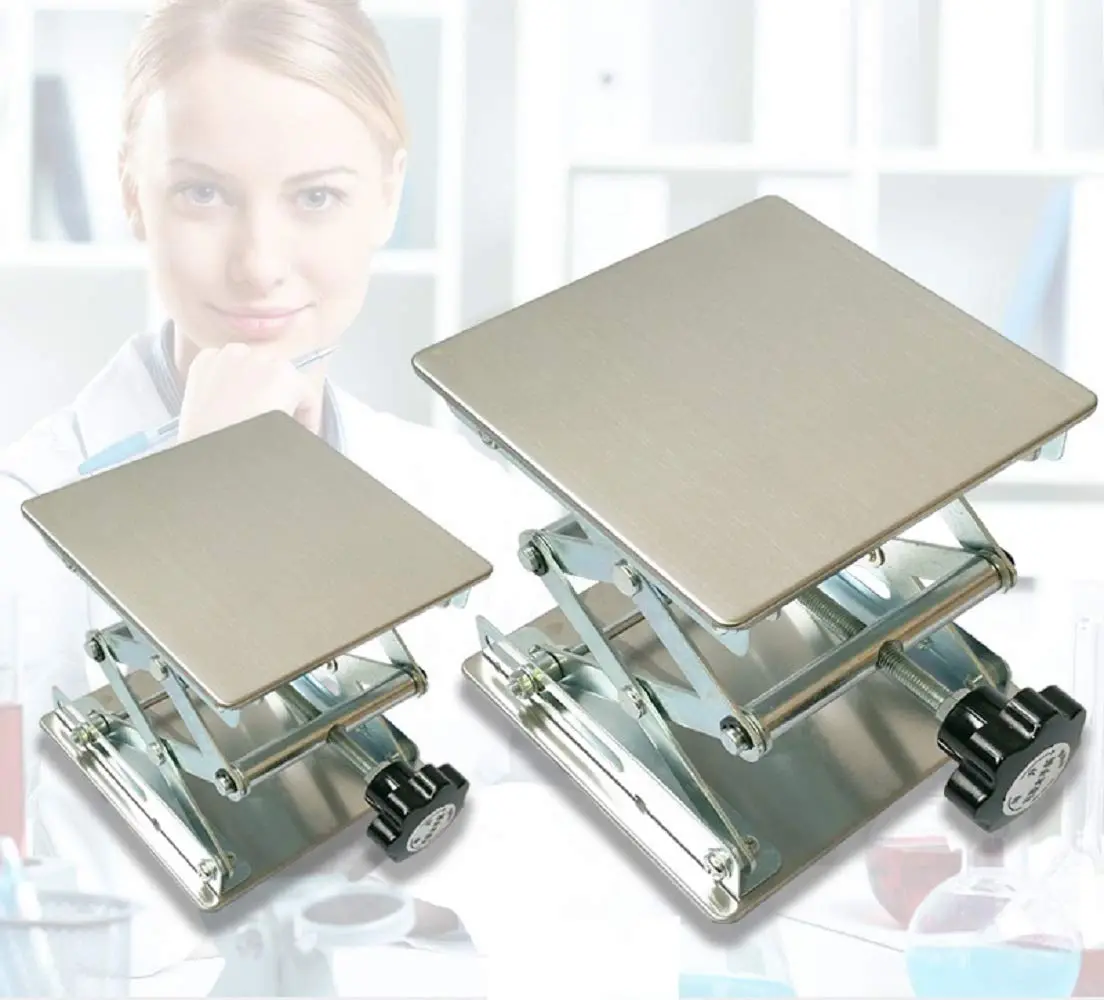 SUCOHANS 4" x 4" Stainless Steel Lab Jack Lift Stand Table Scissor Stand Platform 10cm (4") | Precision Height Adjustment for Labs - view 6