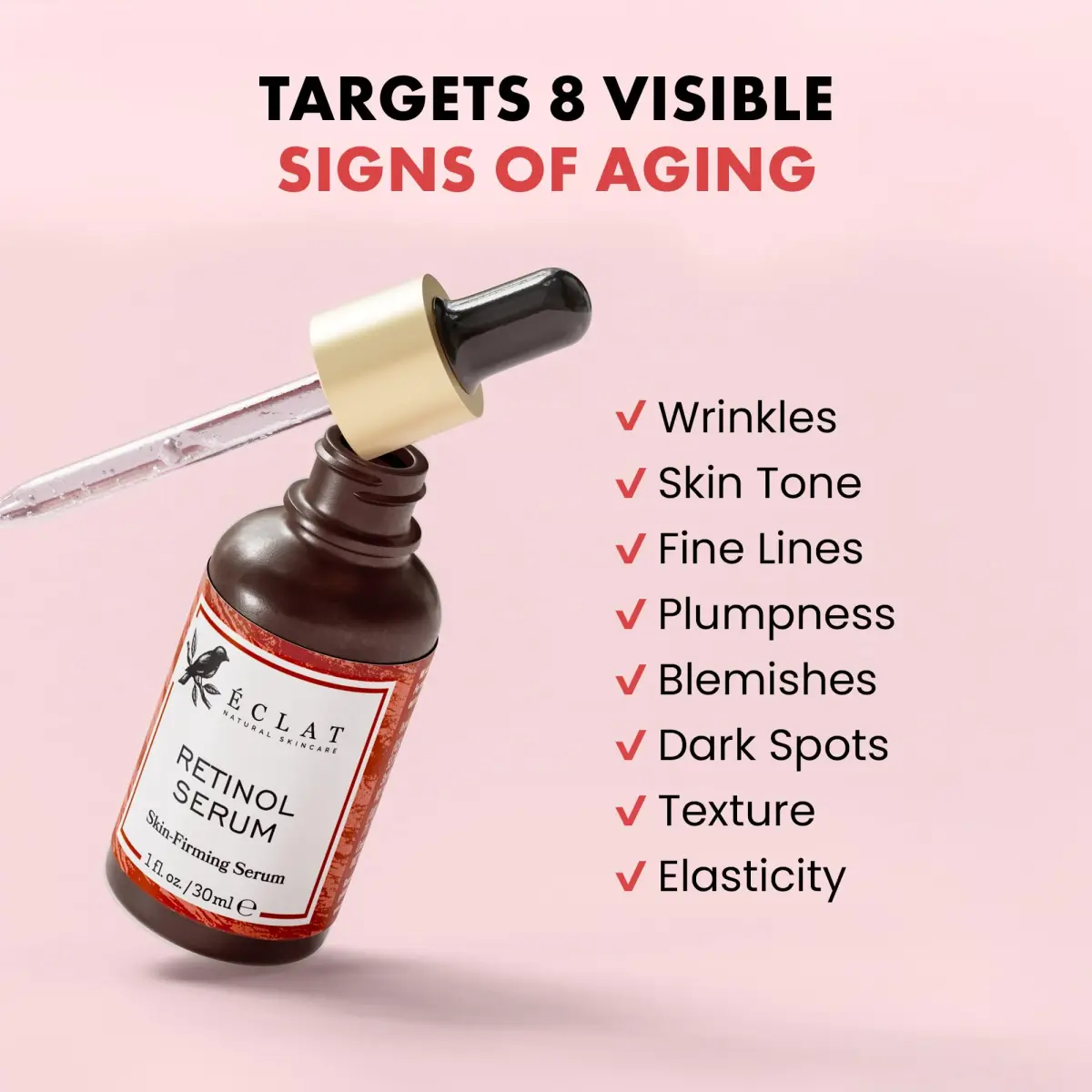 Eclat Skincare Renewing Retinol Serum 30ml (1 Fl Oz) | Anti-Aging Face Serum with Hyaluronic Acid & Aloe Vera - view 3