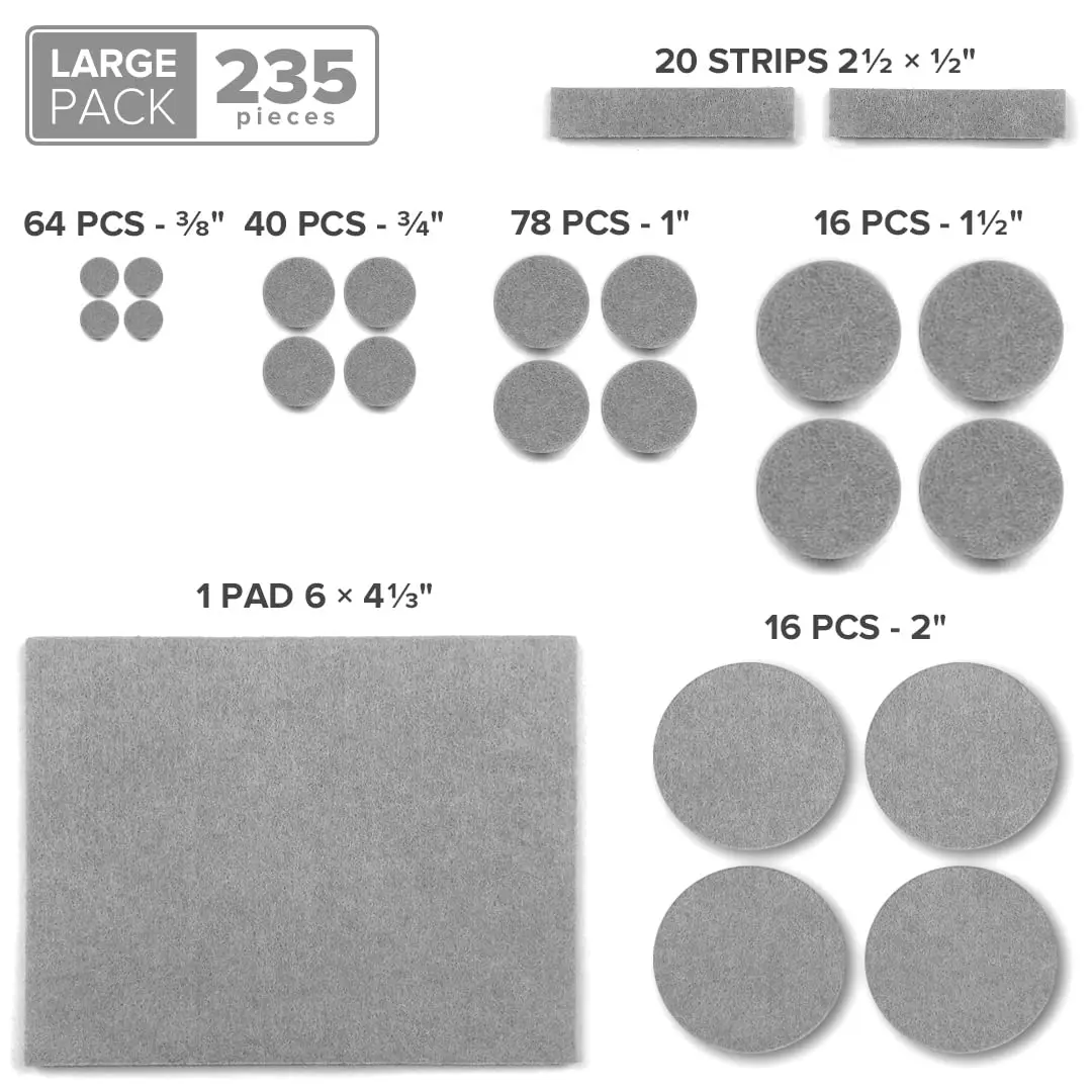 X-Protector Furniture Felt Pads 235 pcs | Protect Wooden & Laminate Floors from Scratches - view 5