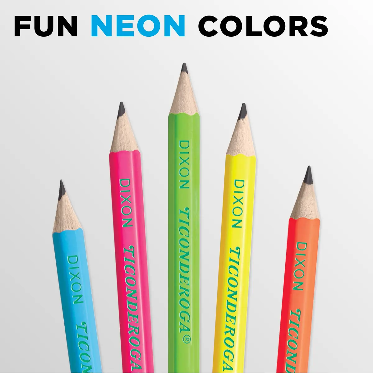 Ticonderoga Wood-Cased Pencils, Pre-Sharpened | Bright Neon Colors, #2 Graphite, Kid-Safe, 18 Count - view 5