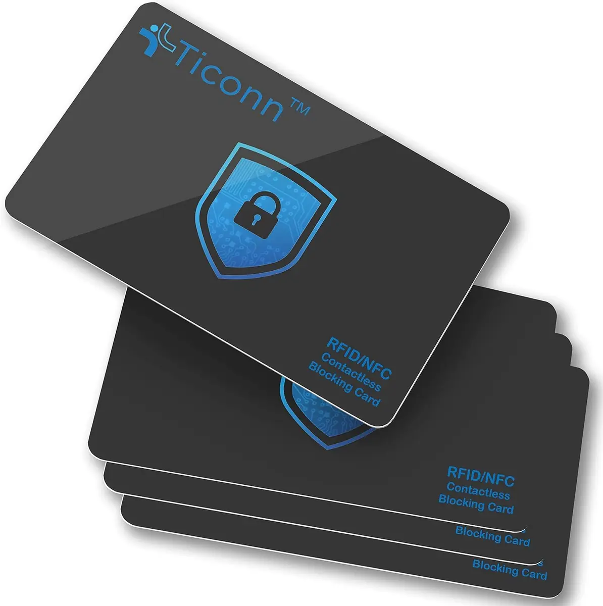 TICONN RFID Blocking Card 4 Pack | Anti-Theft NFC Credit Card Protector for Wallets & Passports - main product image