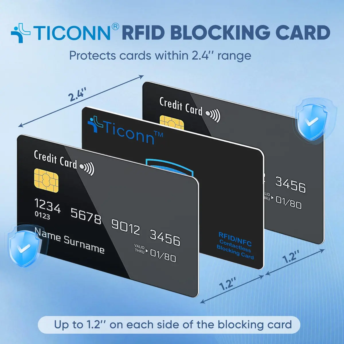 TICONN RFID Blocking Card 4 Pack | Anti-Theft NFC Credit Card Protector for Wallets & Passports - view 3