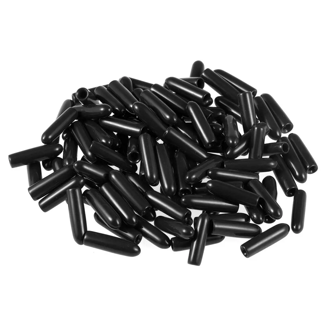 uxcell Black 100pcs Rubber End Caps 2mm ID Vinyl Round Tube Bolt Cap Cover Screw Thread Protectors | Protects Floors & Furniture - main product image