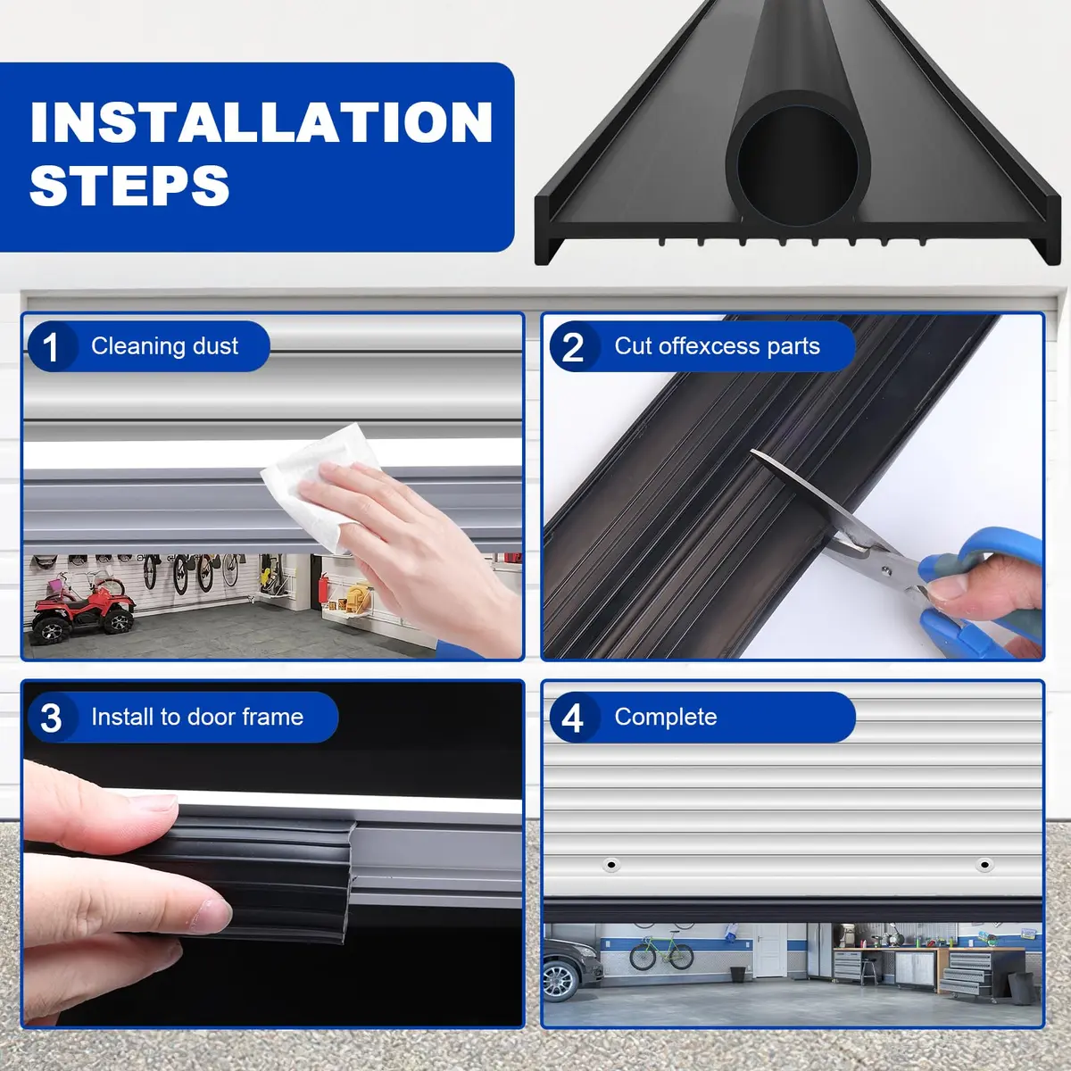 DGSL Garage Door Bottom Seal 12 FT | Heavy Duty Rubber Weatherproofing for Airtight & Watertight Seal - view 6