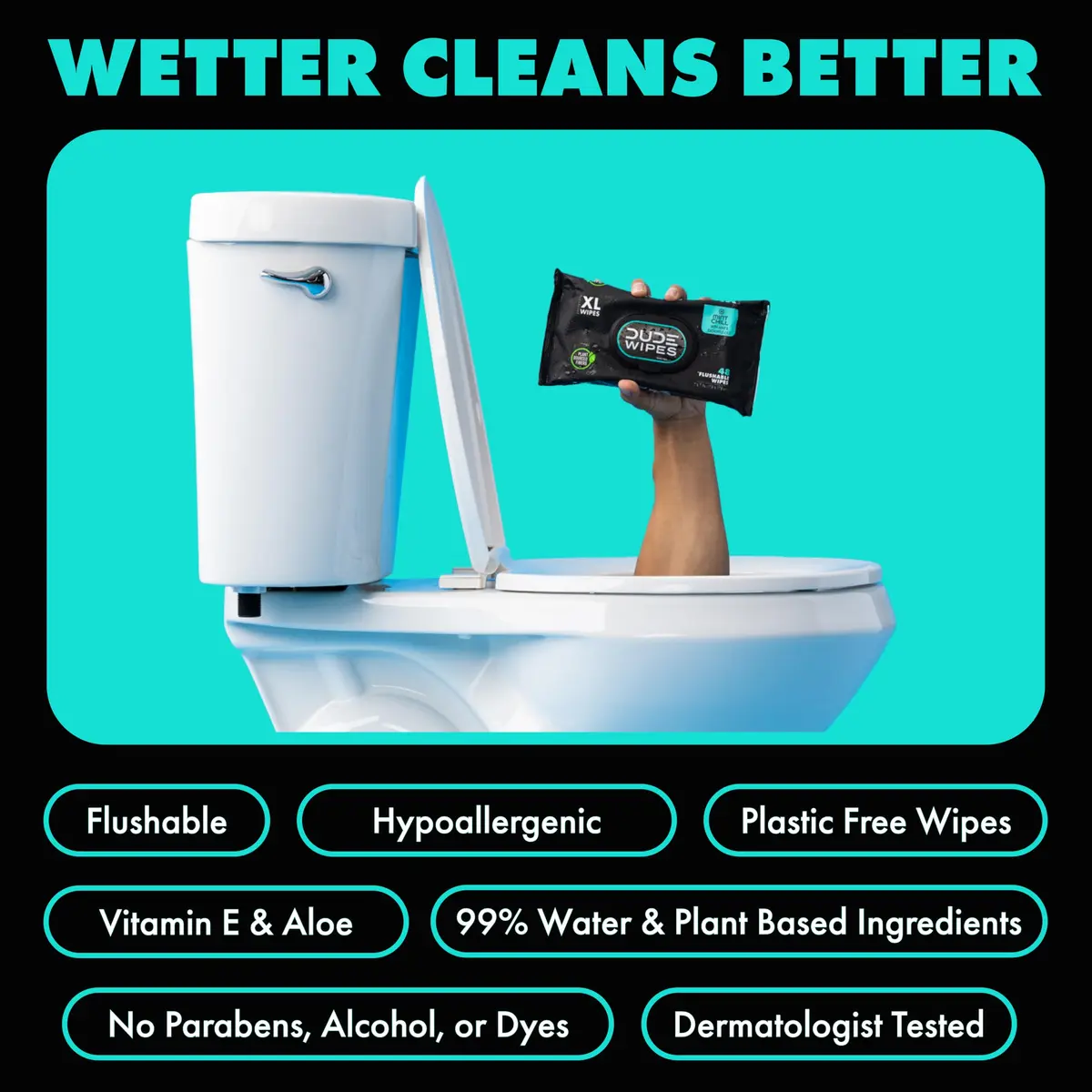 DUDE Wipes Mint Chill Adult Flushable Wet Wipes 48 Count | Refreshing, Plant-Based, Sewer & Septic Safe - view 3