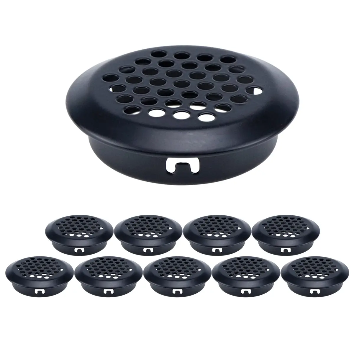 MY MIRONEY 10PCS Black Circular Soffit Air Vents, 1.4" Mounting Diameter | Durable Stainless Steel Vent for Cabinets & Offices - main product image
