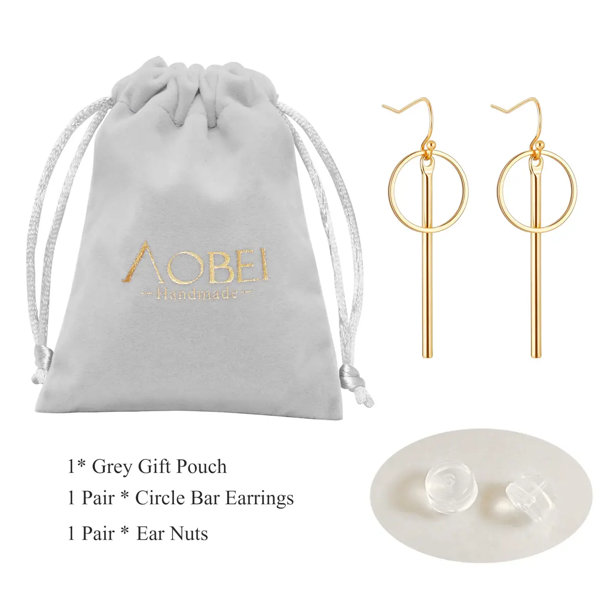 Aobei Pearl 18K Gold Plated Circle Bar Dangle Earrings 40mm (1.57 inches) | Minimalist Geometric Jewelry for Women - view 7