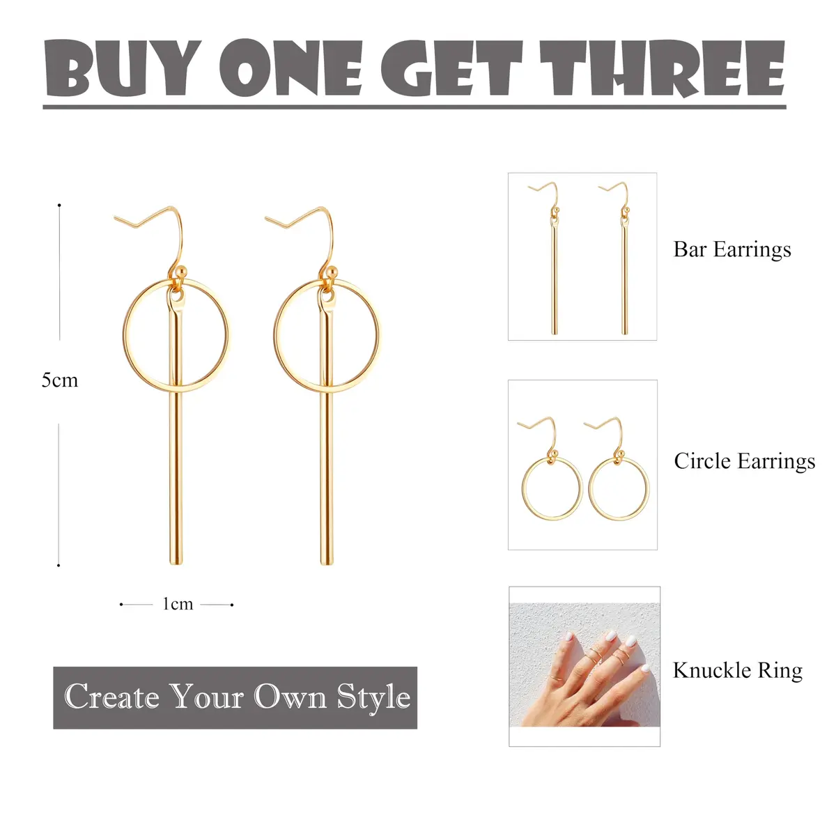 Aobei Pearl 18K Gold Plated Circle Bar Dangle Earrings 40mm (1.57 inches) | Minimalist Geometric Jewelry for Women - view 3