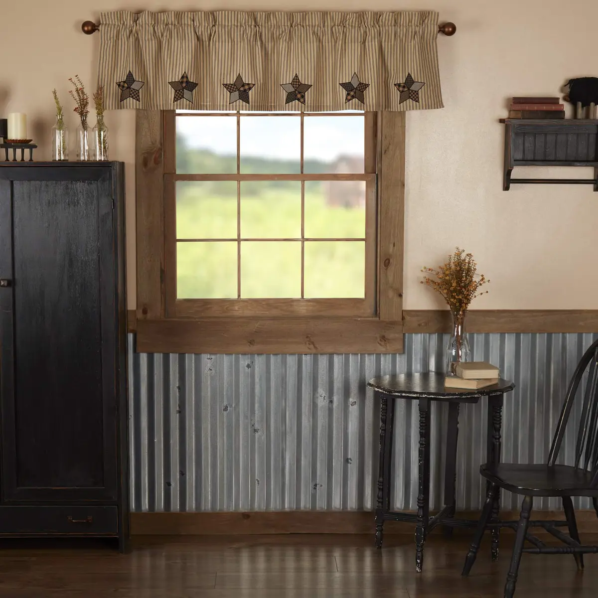 VHC BRANDS Farmhouse Star Cotton Valance 72 in. L x 16 in. W | Vintage Farmhouse Decor - main product image