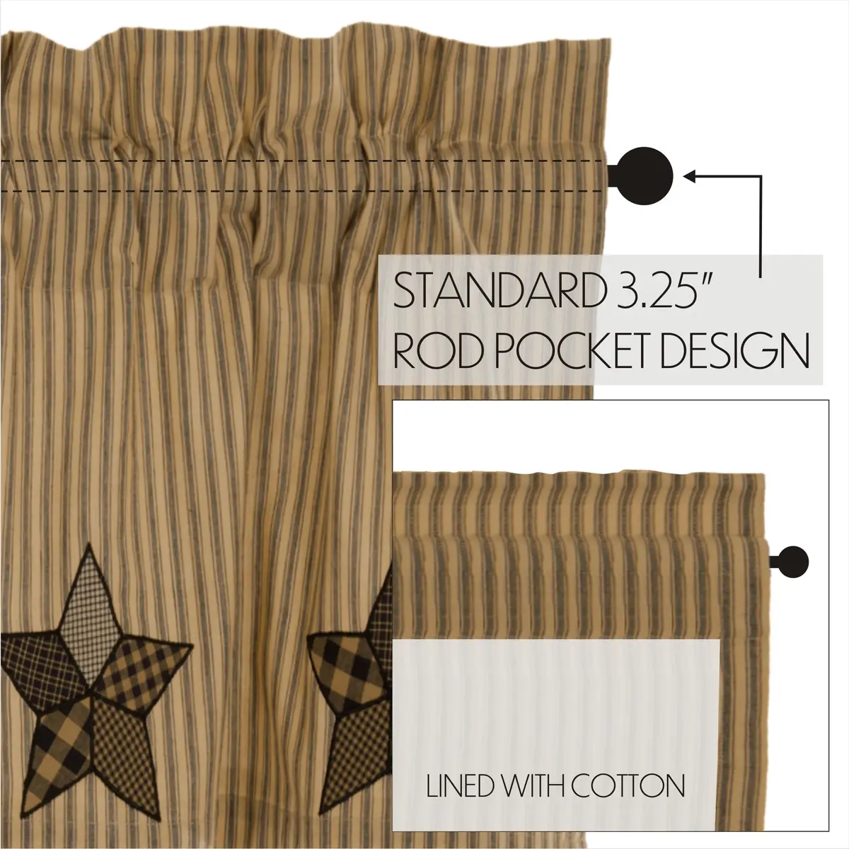 VHC BRANDS Farmhouse Star Cotton Valance 72 in. L x 16 in. W | Vintage Farmhouse Decor - view 6