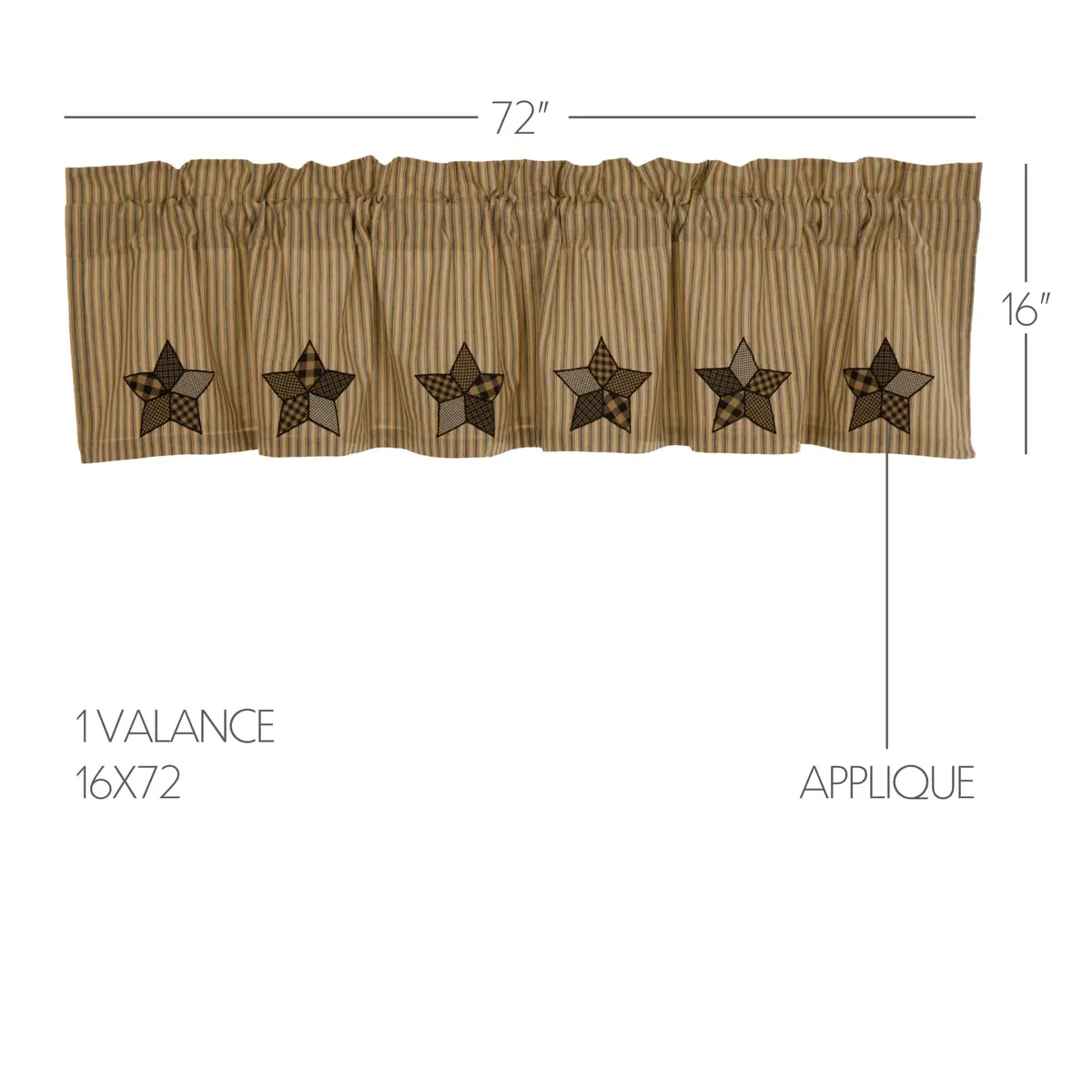 VHC BRANDS Farmhouse Star Cotton Valance 72 in. L x 16 in. W | Vintage Farmhouse Decor - view 2
