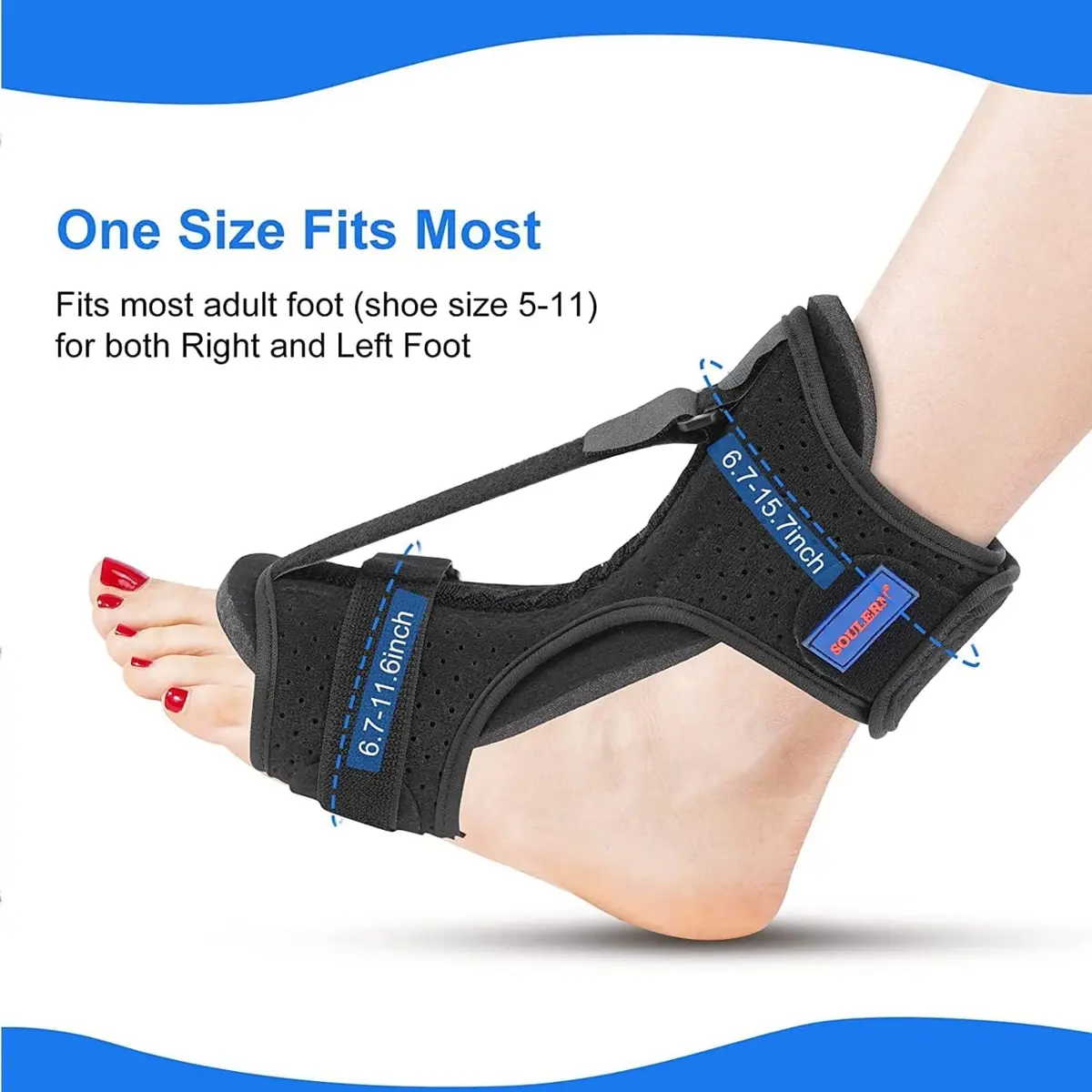soulern Plantar Fasciitis Night Splint Drop Foot Orthotic Brace | Adjustable Dorsal Support for Heel & Ankle Pain Relief - view 2