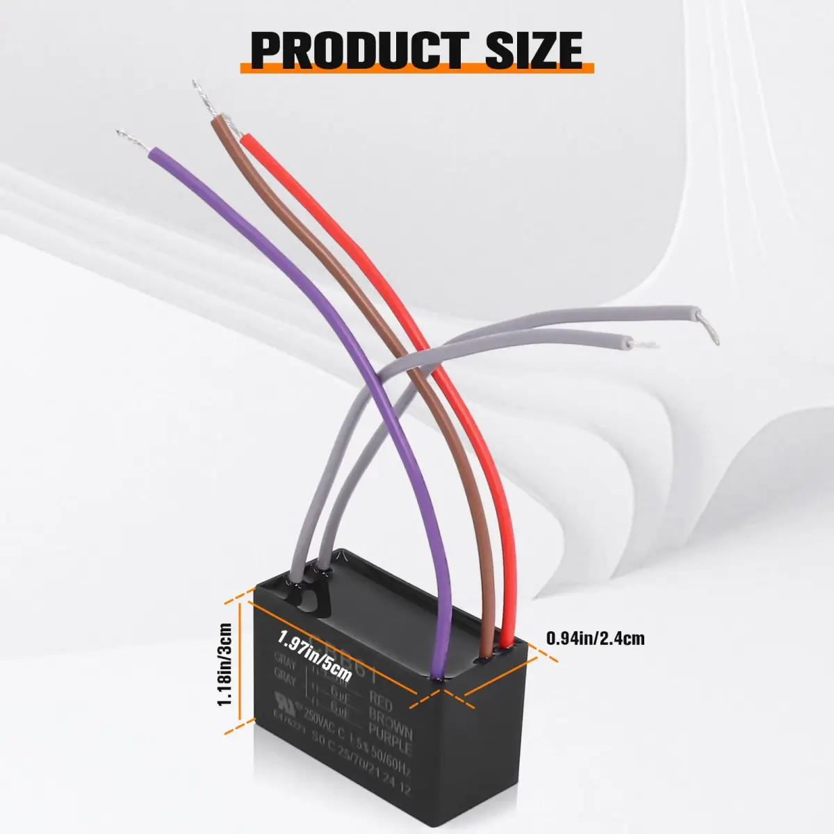 Podoy Ceiling Fan Capacitor 5 Wire CBB61 4.5uF+6uF+6uF 250VAC | Universal Fit for Harbor Breeze Fans - view 3