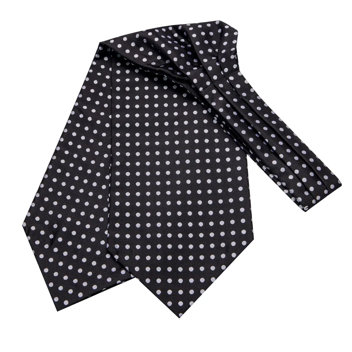 Dubulle Black Sliver Dots Ascot for Men Self Tie | Wedding & Formal Accessory - view 4