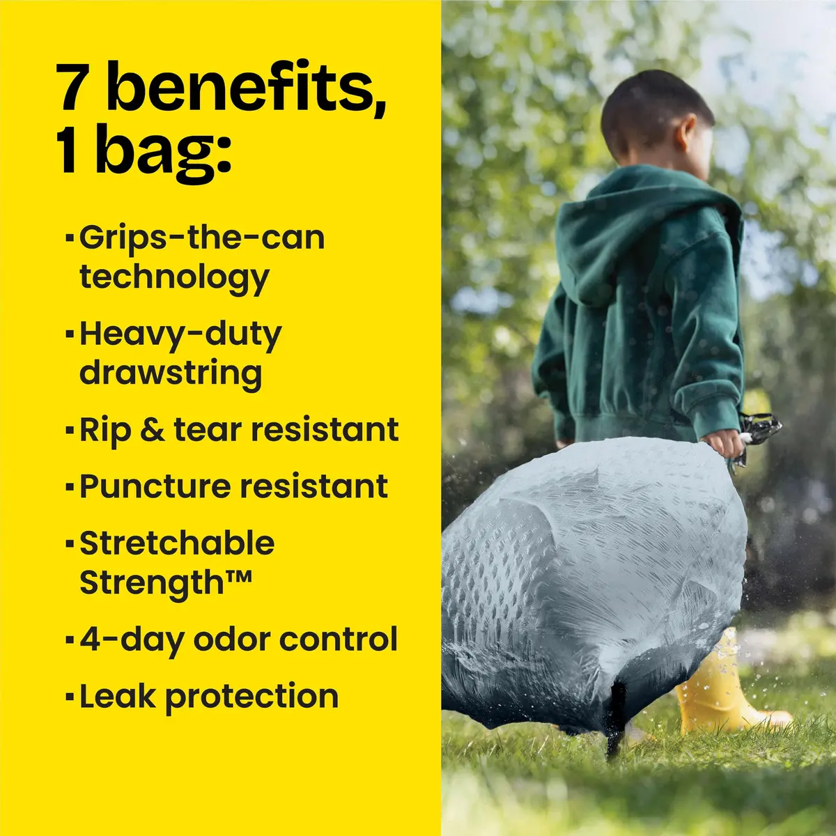 Glad Tall Kitchen Drawstring Trash Bags 13 Gallon | Odorshield Febreze Fresh Clean, 110 Count - view 6