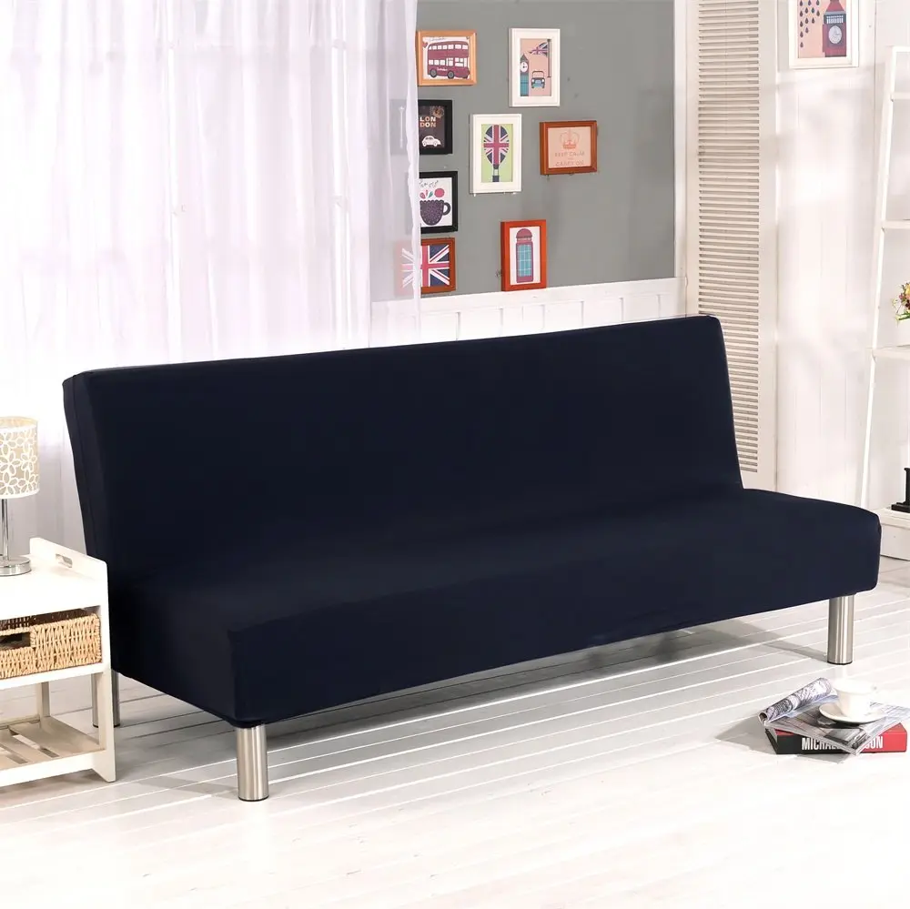 Homonic Solid Colour Armless Sofa Bed Cover Polyester Spandex 70-83in | Elastic Full Folding Couch Shield - main product image