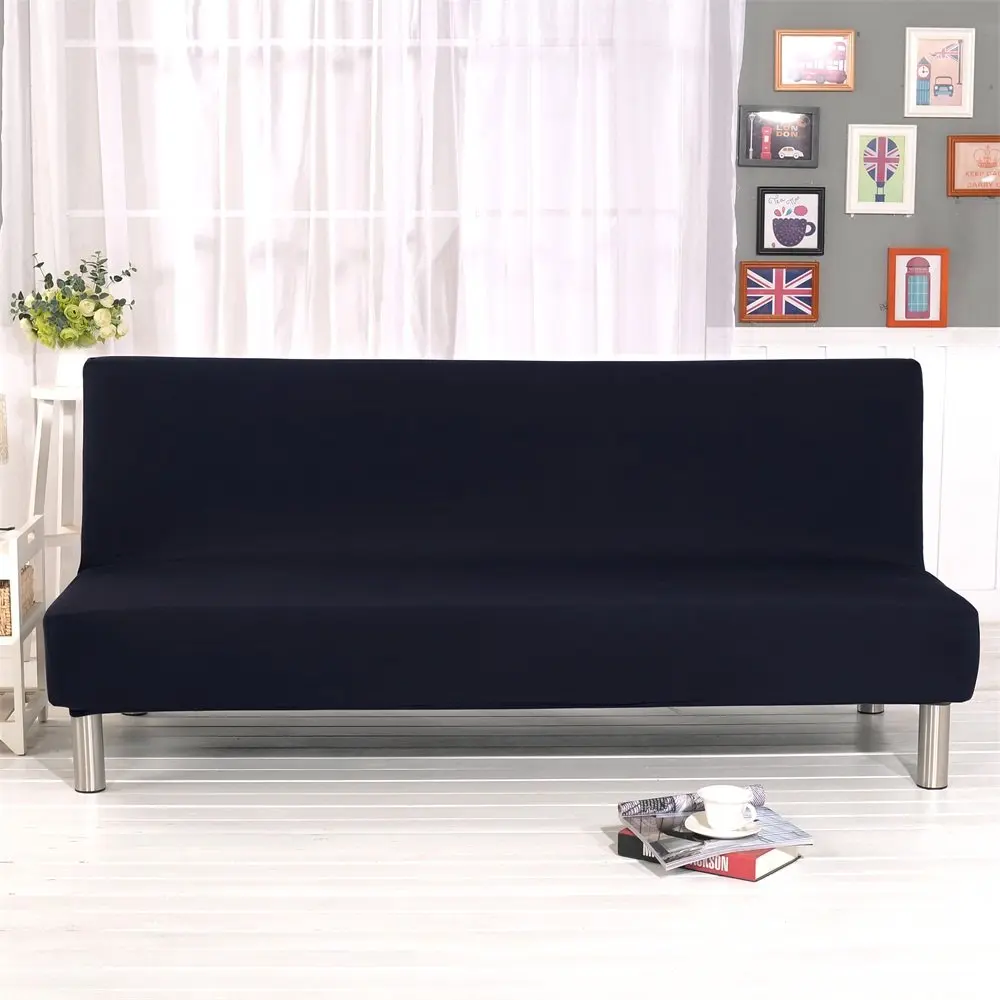 Homonic Solid Colour Armless Sofa Bed Cover Polyester Spandex 70-83in | Elastic Full Folding Couch Shield - view 2