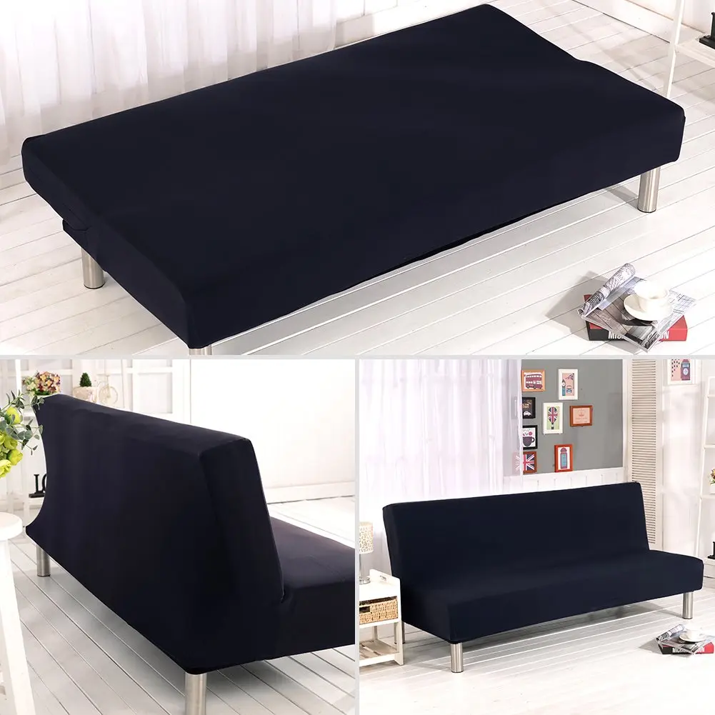 Homonic Solid Colour Armless Sofa Bed Cover Polyester Spandex 70-83in | Elastic Full Folding Couch Shield - view 3