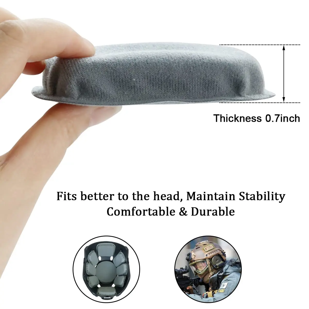 AOUTACC Universal Airsoft Helmet Pads, Replacement Foam Padding Kits Set Accessories Mats for Fast-Style/MICH/ACH/PASGT Helmets (Memory Foam, Light Gray) - view 2