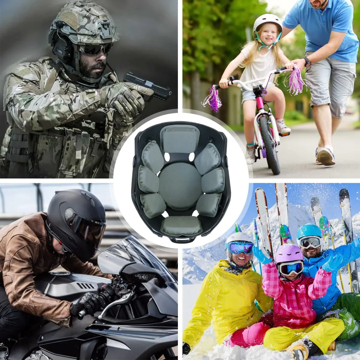 AOUTACC Universal Airsoft Helmet Pads, Replacement Foam Padding Kits Set Accessories Mats for Fast-Style/MICH/ACH/PASGT Helmets (Memory Foam, Light Gray) - view 4