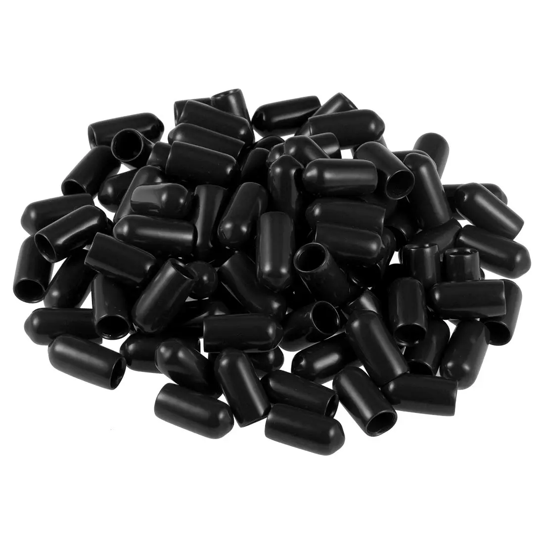 uxcell Black 100pcs Rubber End Caps 6mm (1/4-inch) ID Vinyl Round Tube Bolt Cap Cover Screw Thread Protectors | Protects Floors & Furniture - main product image