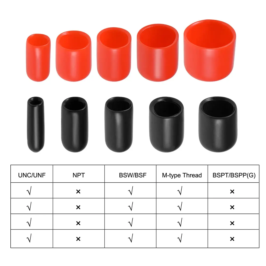 uxcell Black 100pcs Rubber End Caps 6mm (1/4-inch) ID Vinyl Round Tube Bolt Cap Cover Screw Thread Protectors | Protects Floors & Furniture - view 5