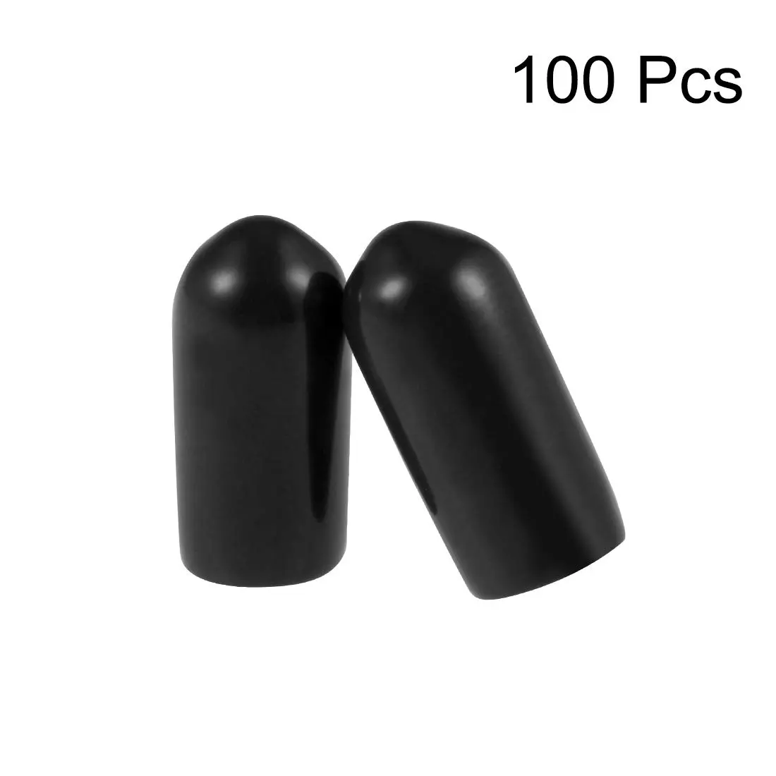 uxcell Black 100pcs Rubber End Caps 6mm (1/4-inch) ID Vinyl Round Tube Bolt Cap Cover Screw Thread Protectors | Protects Floors & Furniture - view 2