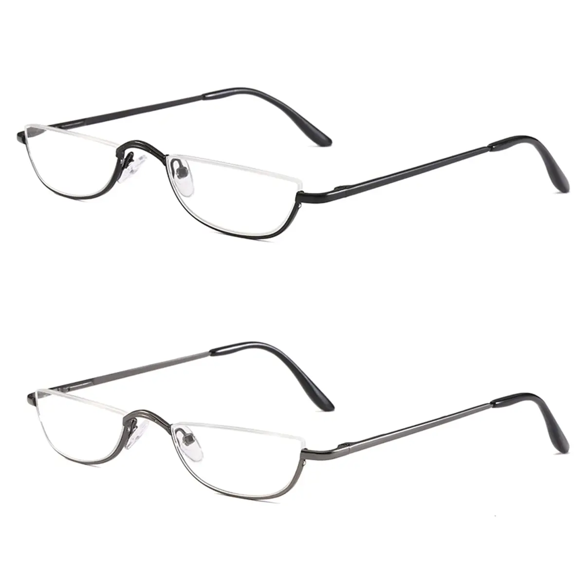 KoKoBin Half Reading Glasses 2 Pairs Metal Frame 2.50 Diopters | Clear Lens, Unisex Adult - main product image