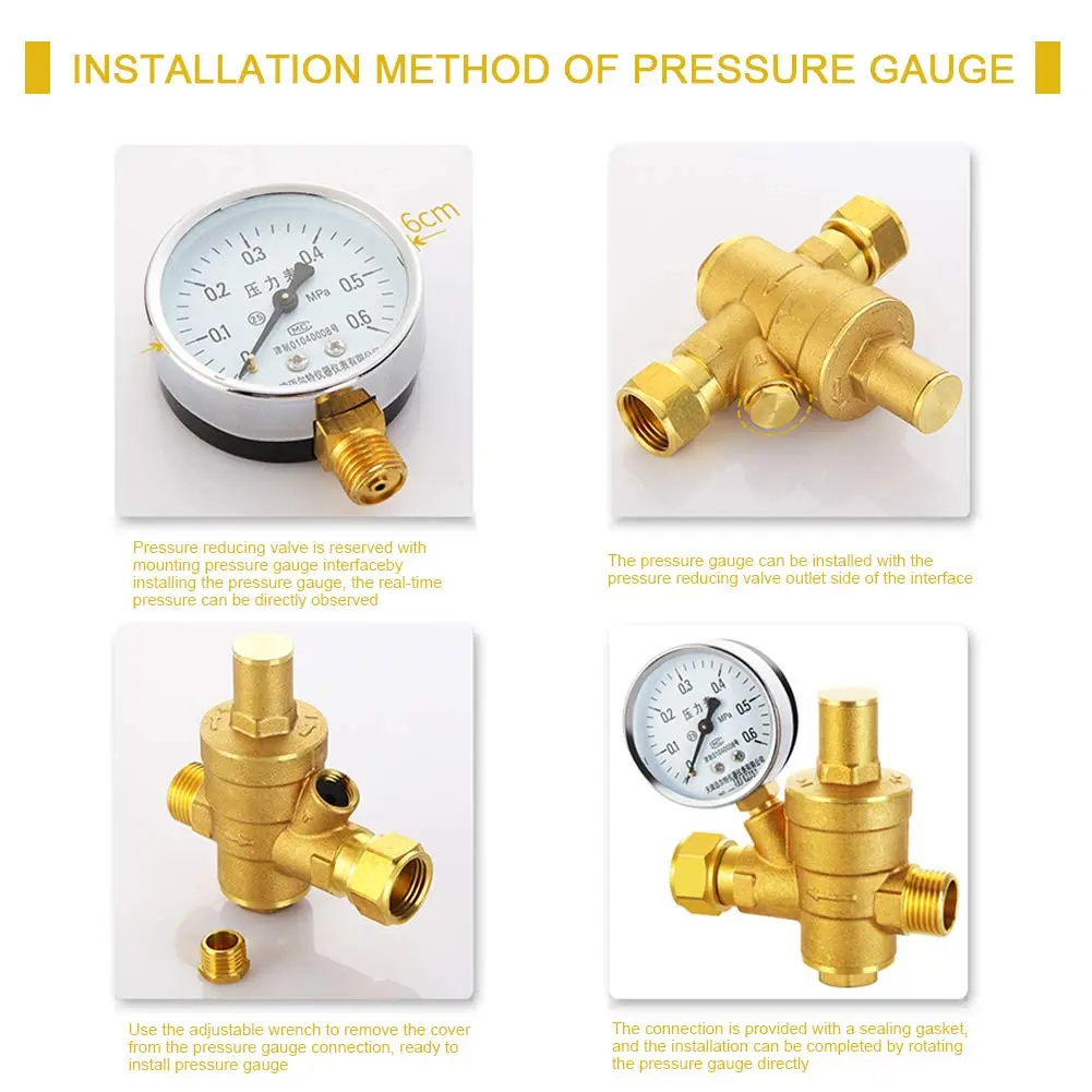 Keenso DN25 Water Pressure Regulator Brass 1.6Mpa | Hydraulic & Solar Energy Use - view 6