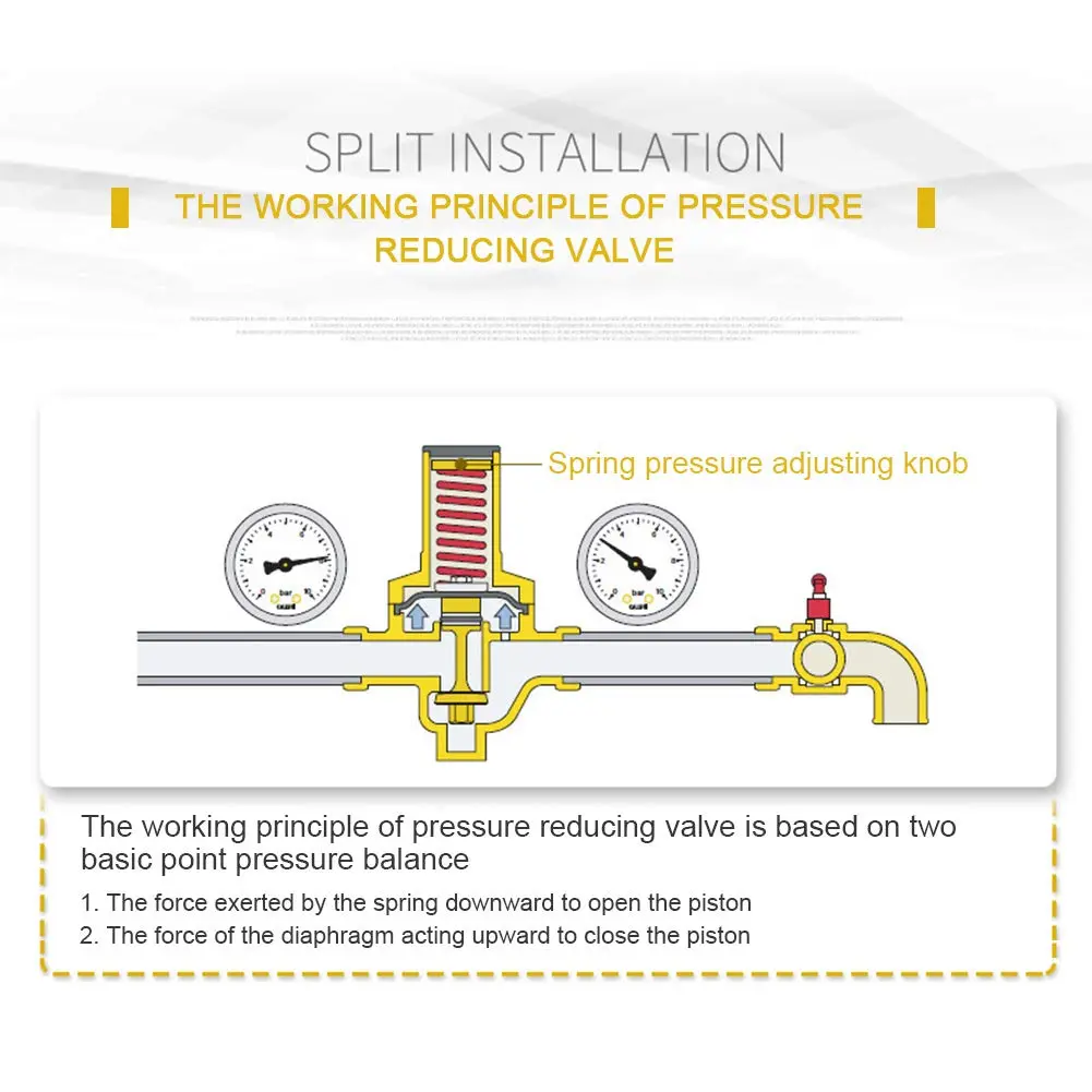 Keenso DN25 Water Pressure Regulator Brass 1.6Mpa | Hydraulic & Solar Energy Use - view 3