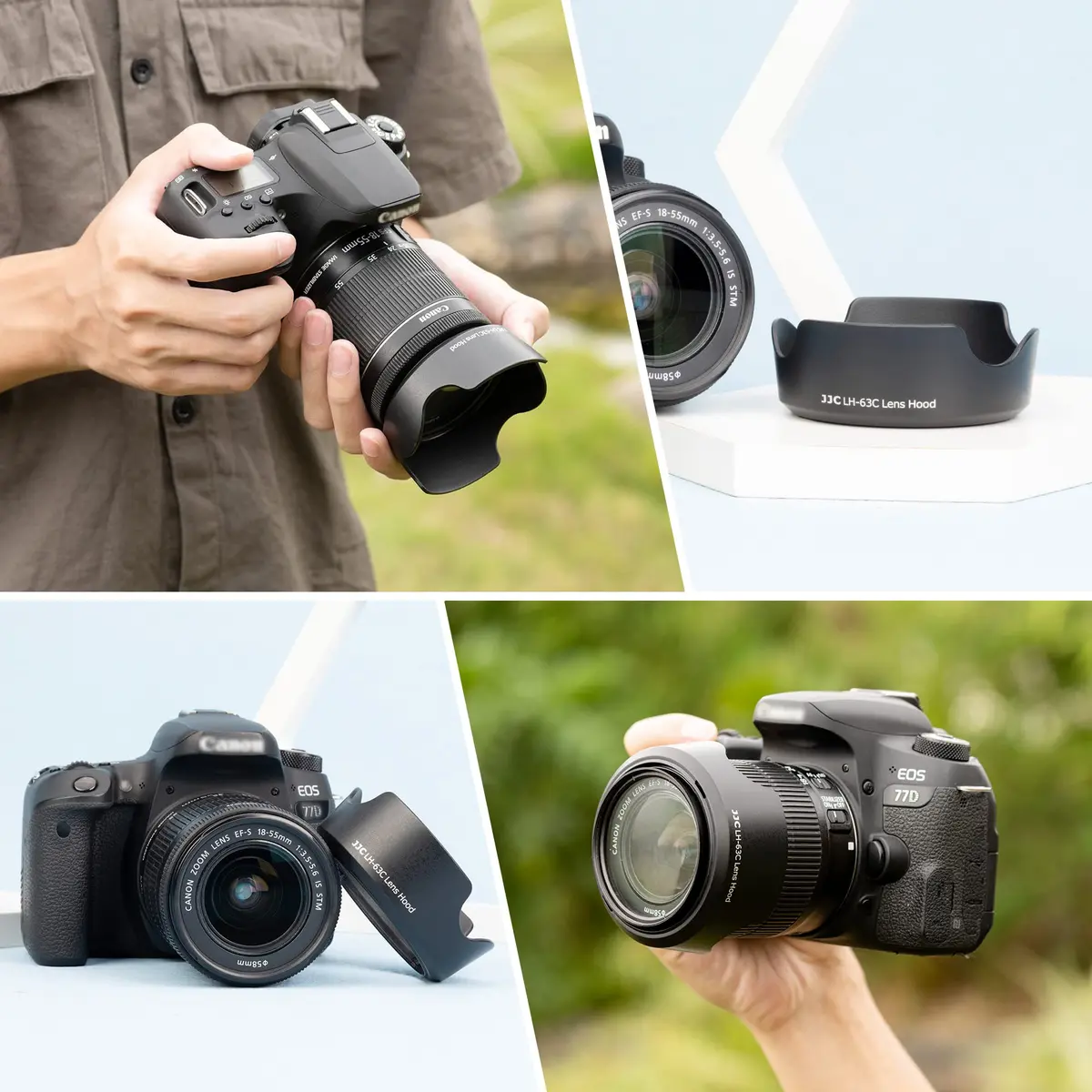 JJC Lens Hood for Canon EF-S 18-55mm f/3.5-5.6 IS STM & RF 24-50mm f/4-6.3 IS STM Lenses, Reversible Bayonet Mount, 58mm Filter Compatible | Protects Lens from Flare & Impact - view 7