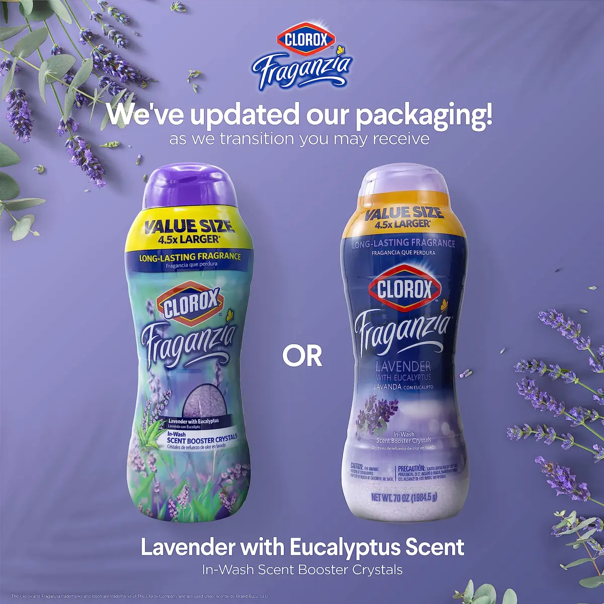 Clorox Fraganzia Laundry Scent Booster Crystals Lavender Eucalyptus 70 Oz (1.98 kg) | Long-Lasting Freshness for All Fabrics - view 2