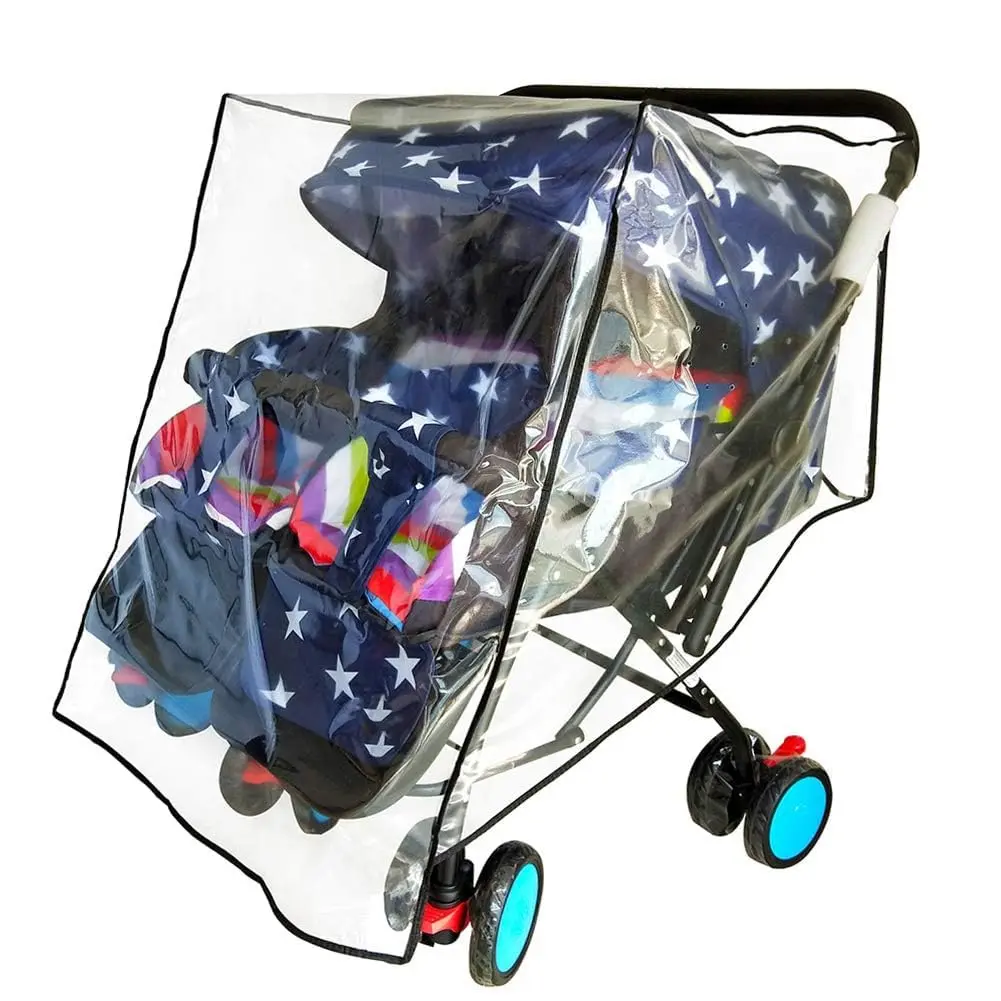 HSJH Weather Shield for Double Stroller Waterproof Rain Cover 42cm x 79cm x 82cm | Universal Twin Rain Cover - main product image