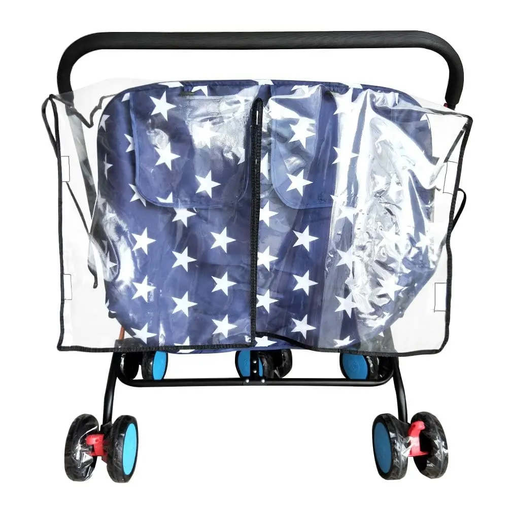 HSJH Weather Shield for Double Stroller Waterproof Rain Cover 42cm x 79cm x 82cm | Universal Twin Rain Cover - view 8